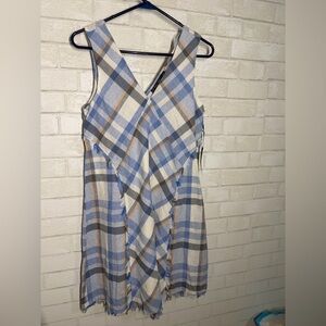 Doe & Rae Blue Plaid Contemporary Sleeveless Dress Size Small #3014